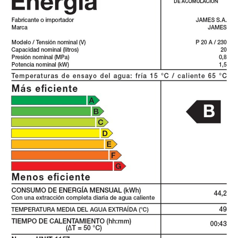 Calefon Termotanque James 20 Litros Acero Color Blanco Calefon Termotanque James 20 Litros Acero Color Blanco