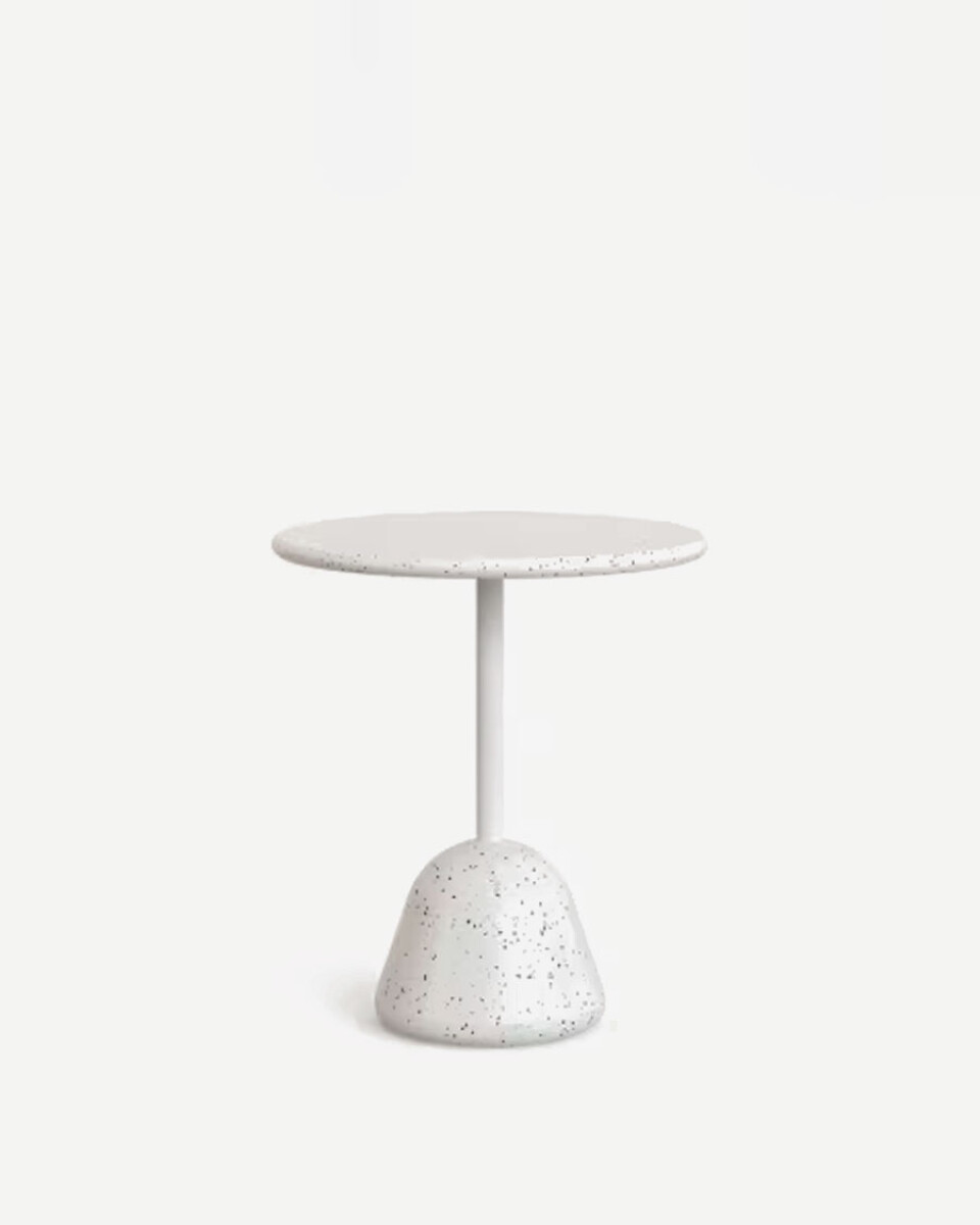 Mesa Saura - redonda de exterior de terrazzo blanco Ø 70 cm 