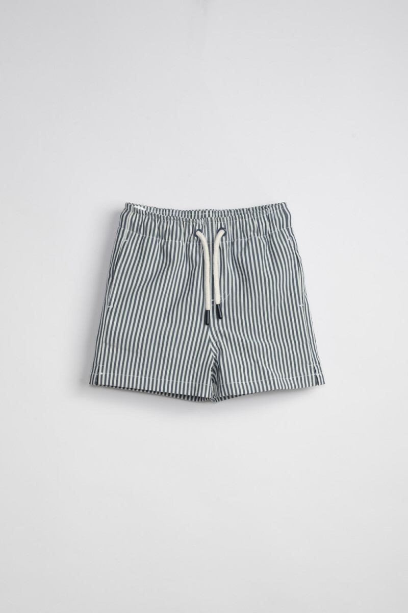 Short de baño rayado - Azul Y Blanco 