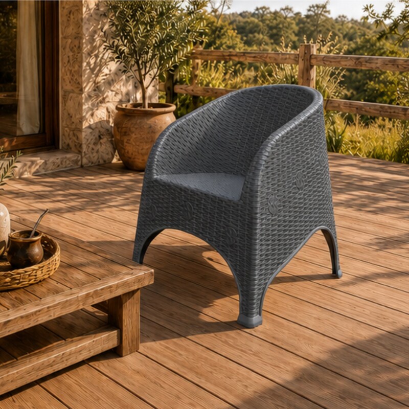 Sillón simil ratán GRIS