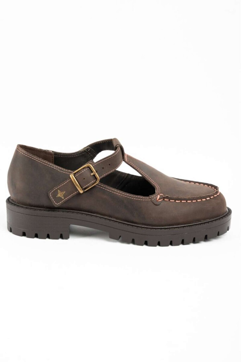 Zapato Guillermina Cuero - Chocolate 