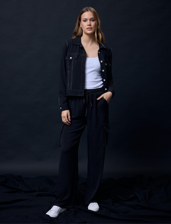 Pantalon Cargo Pespunte NEGRO