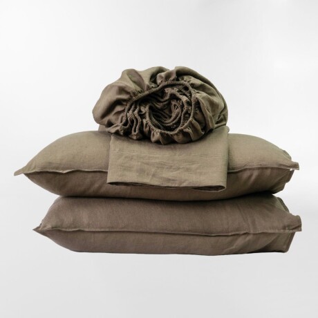 SÁBANA FRENCH FLAX LINEN VERDE OSCURO - SUPER KING