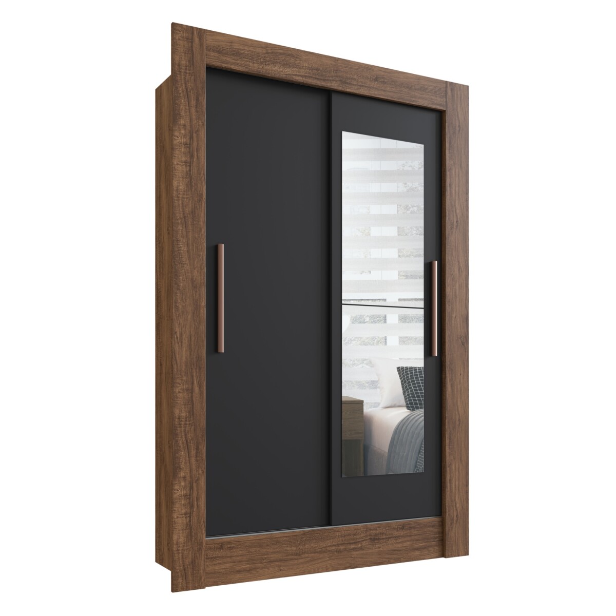 Copia - Ropero Placard 2 Puertas Corredizas C/espejo Dormitorio - Negro 