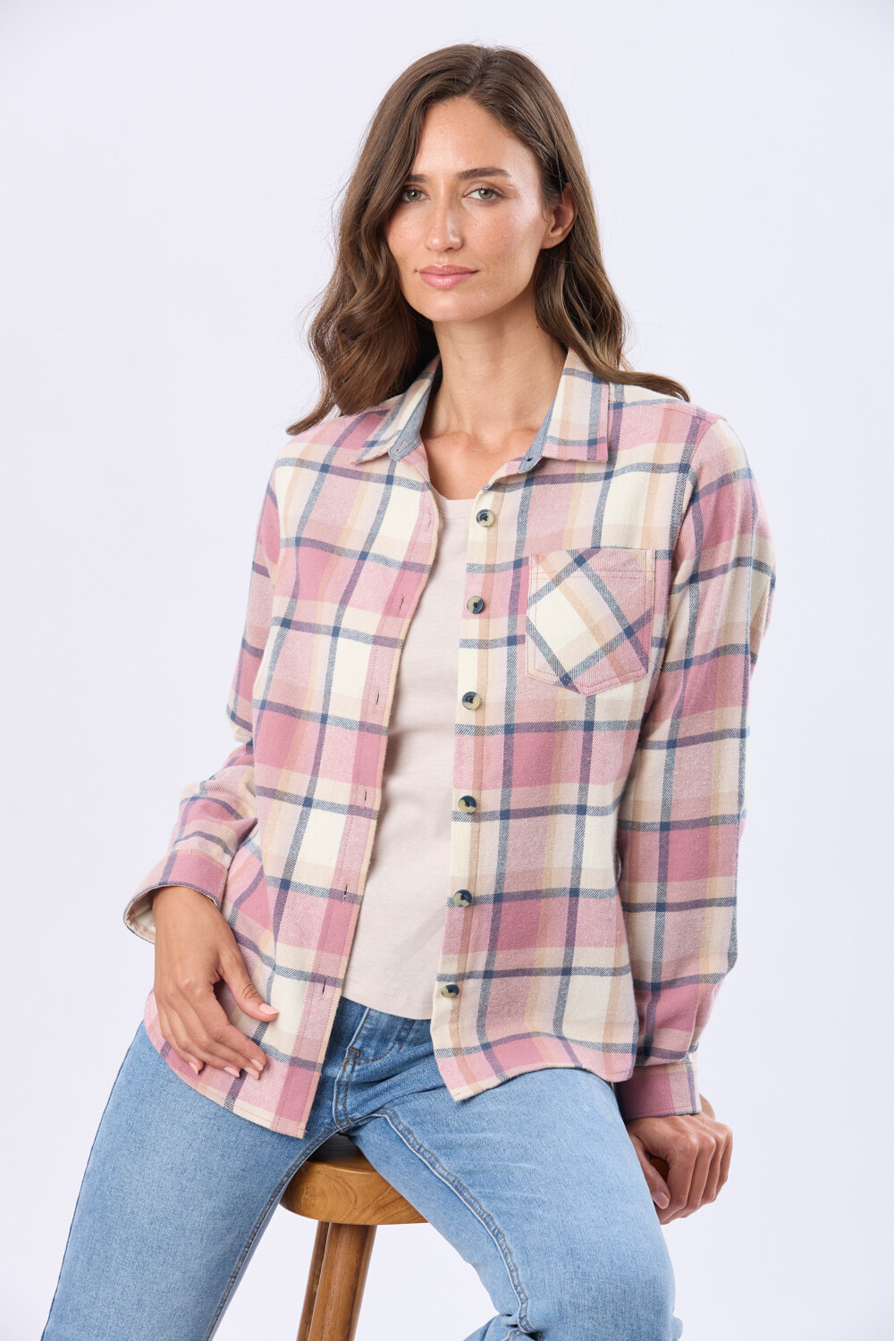 CAMISA VIYELA CUADROS Piedra