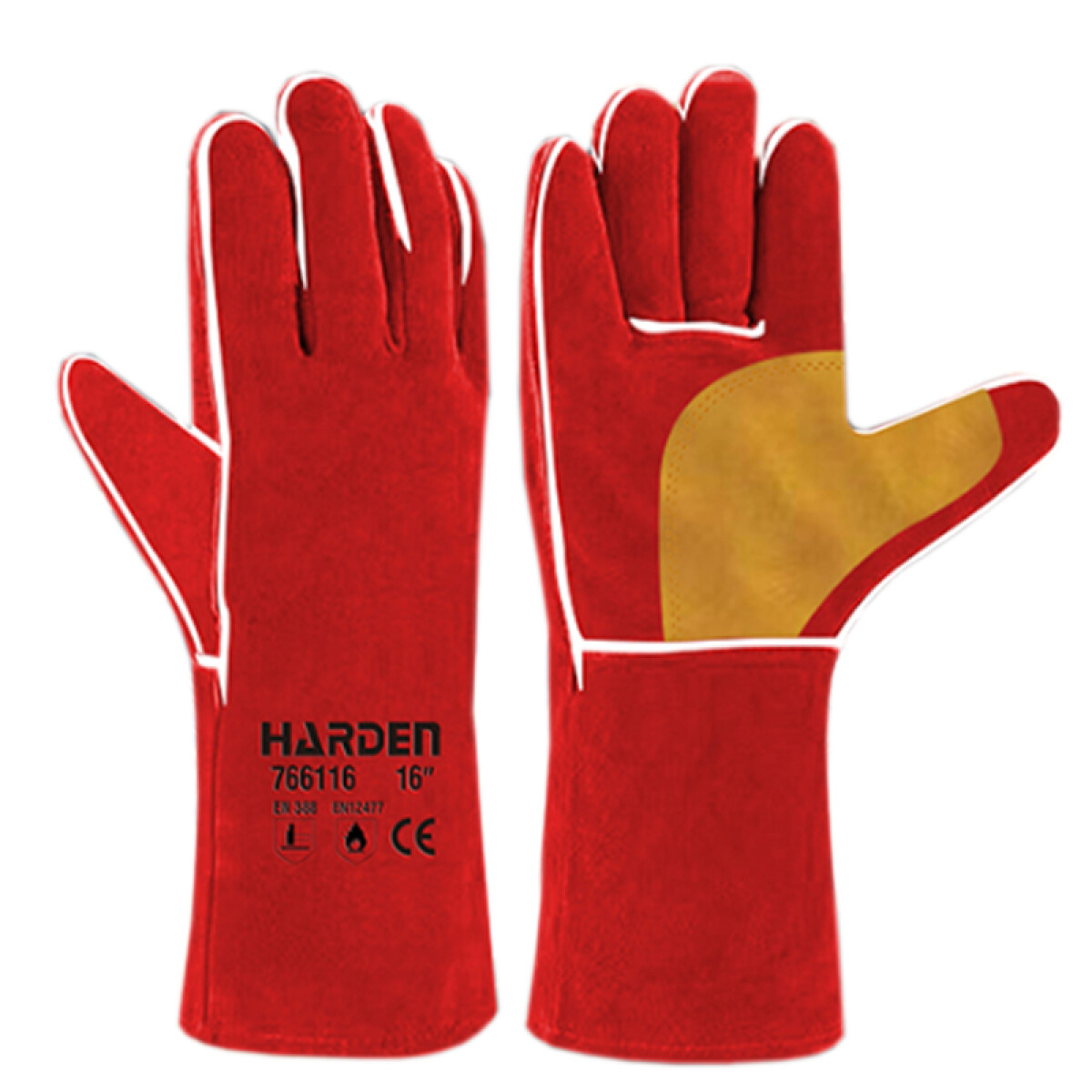 GUANTE CUERO LARGO SOLDADOR 40CM ROJO HARDEN ++ - N/a 