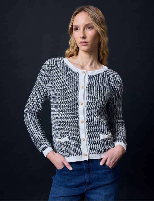 Cardigan Tweed NEGRO/BLANCO