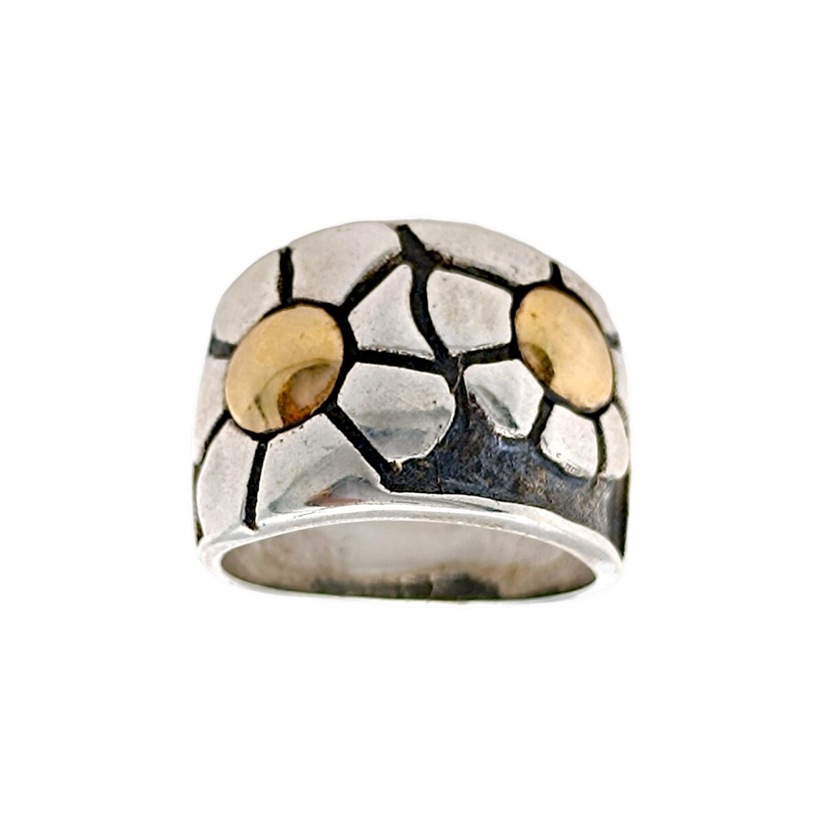 Anillo Flor-Plata y Oro-Sin Piedra-AN5102 - sinpiedra 