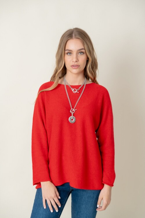 Sweater lana liso Rojo