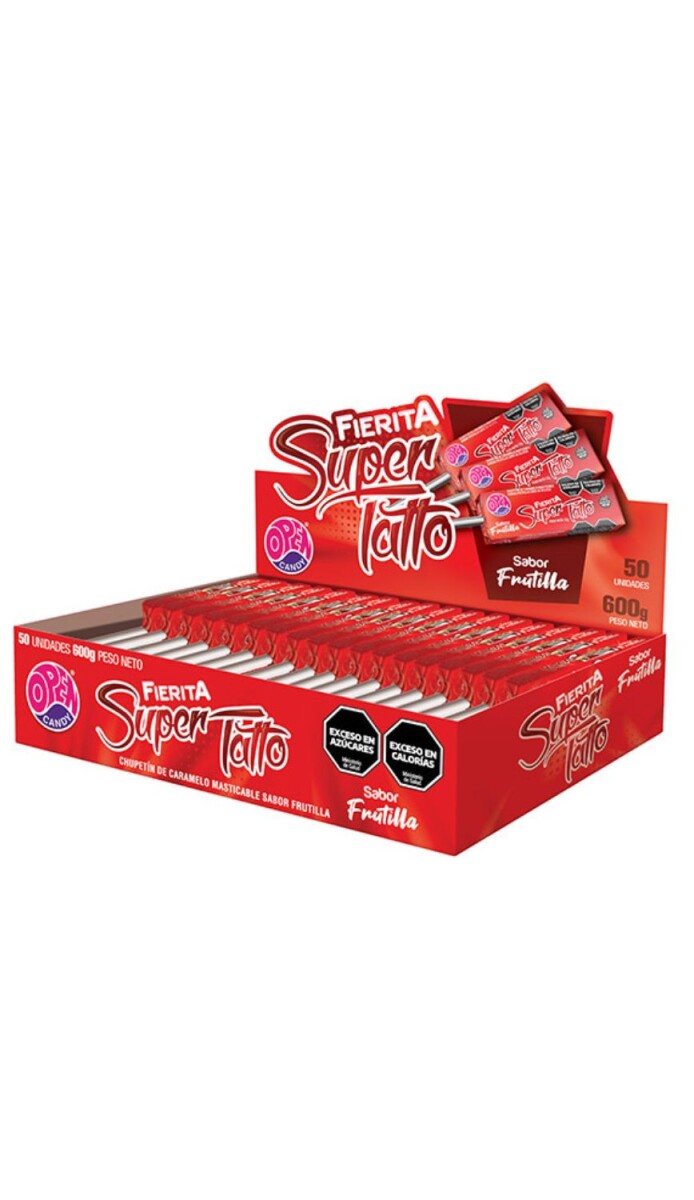 CHUPETIN FIERITA TATTOO FRUTILLA X50UPALETA MASTICABLE 600GRS 