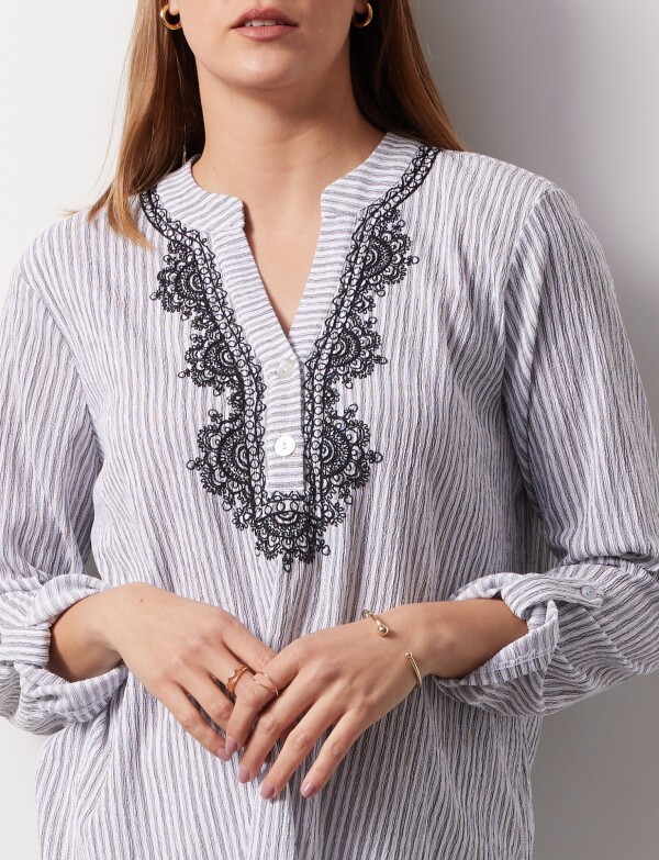 Blusa Det Bordado NEGRO/MULTI