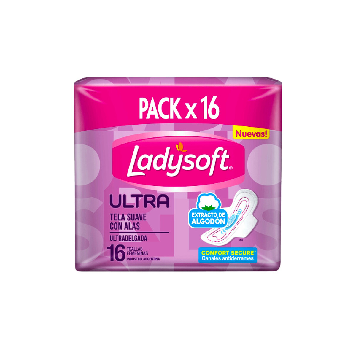 LADYSOFT TOALLA UD T.SUAVE PAQ. X 16 UN 