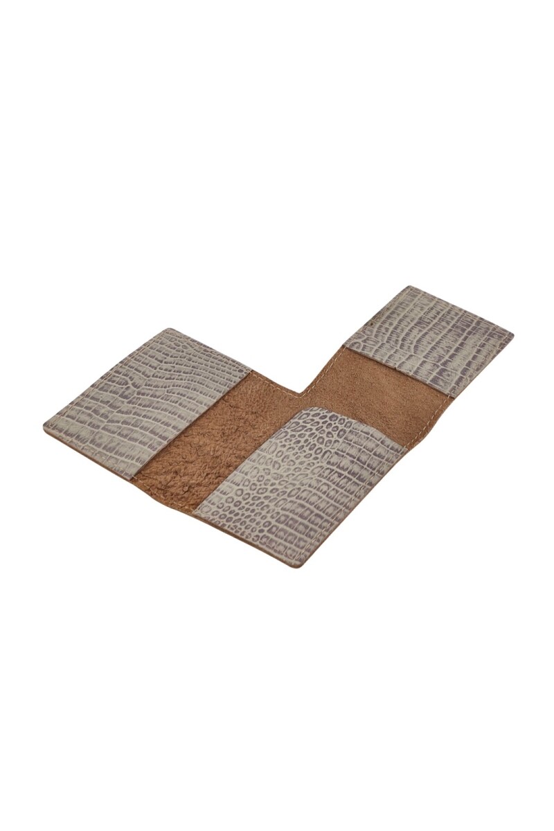 Porta Tarjetas de Cuero Premium: Minimalismo y Organización Elegante. vibora gris