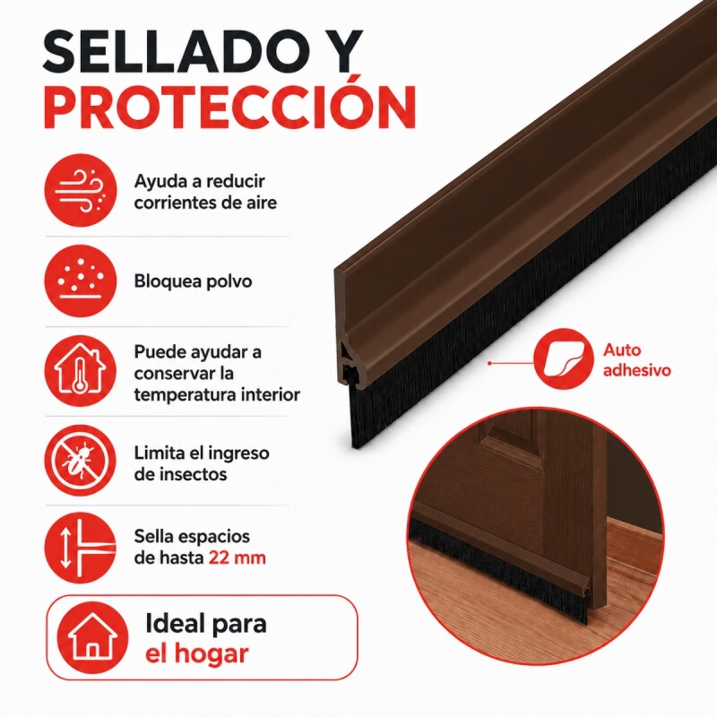 Zócalo adhesivo PVC con cepillo 100 cm MARRON