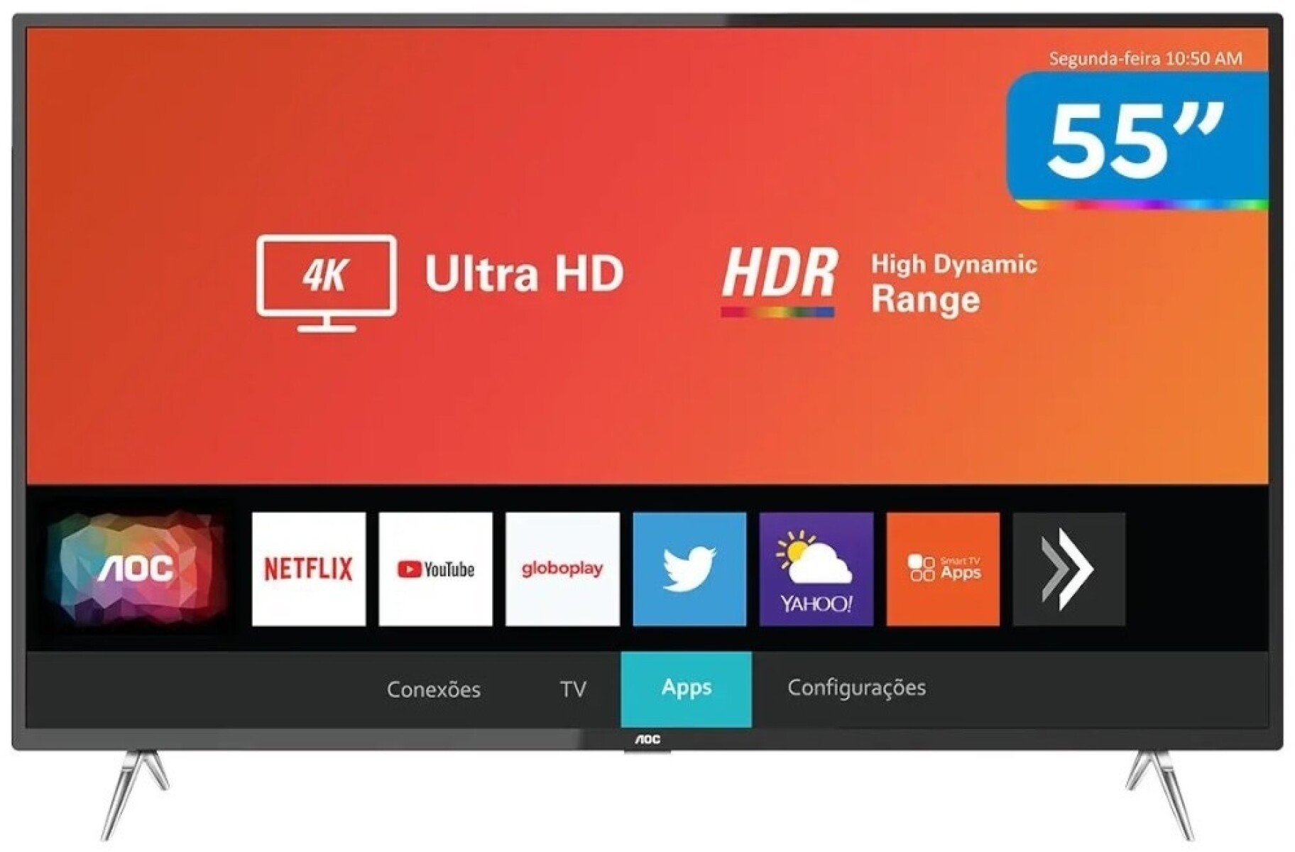 Tv Led 4K Smart Aoc 55" con Sintonizador Digital 