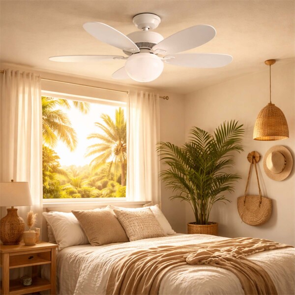 Ventilador Techo Lampara Luz Led 30W Control Remoto 5 Aspas Variante Color Blanco