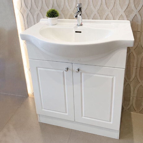 VANITORY DOS PUERTAS CON BACHA MADERA BLANCO LINEA BELLOTO BLANCO