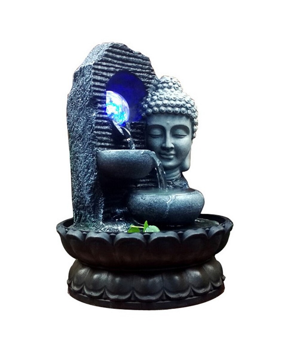Fuente de agua Buda simil piedra con luz LED 