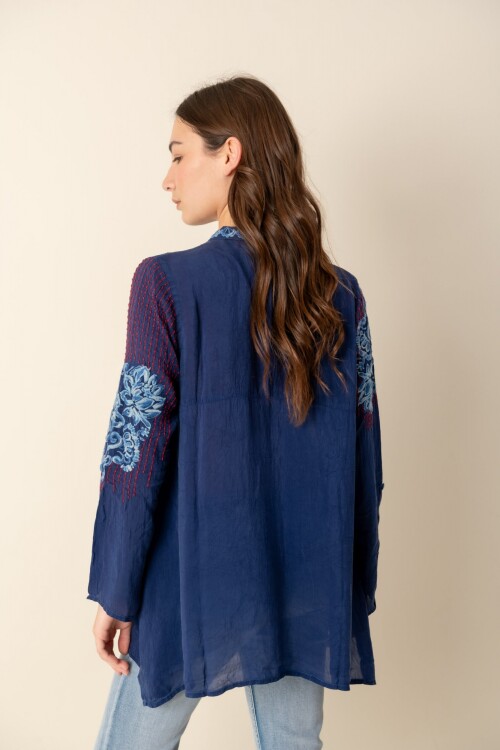 Túnica de seda Johnny Was Blue