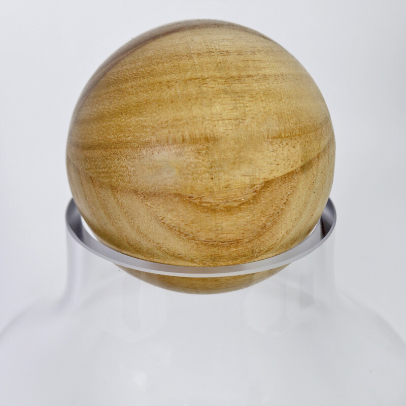 FRASCO DE VIDRIO C/BASE MADERA/TAPA 8.5X34CM Unica