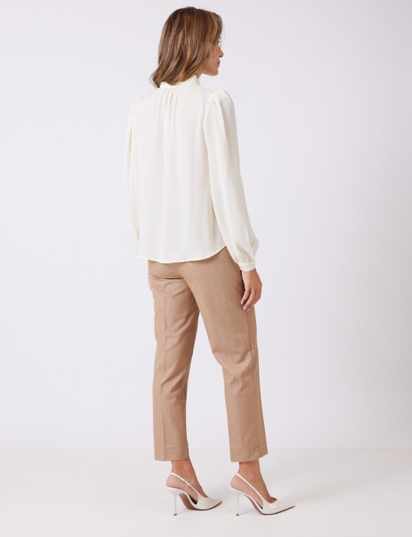 Pantalon Cigarette Denim Stretch BEIGE
