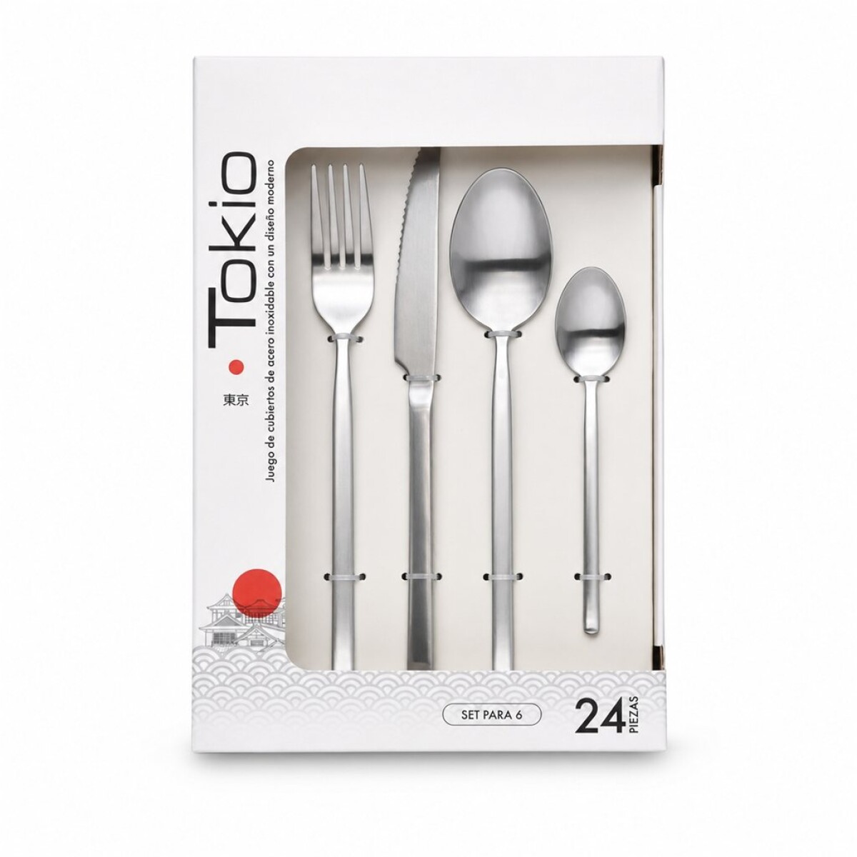 SET 24 PIEZAS CUBIERTO ACERO INOX MATE TOKIO 