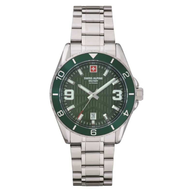 Reloj Swiss Alpine Military Sentinel 7073.1134 para Hombre con Malla de Acero Verde