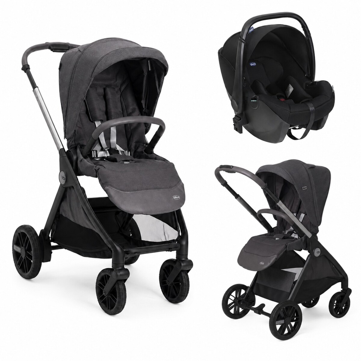 TRAVEL SYSTEM CHICCO BELLAGIO 2.0 + KORY ESSENTIAL I-SIZE - BLACK SATIN 