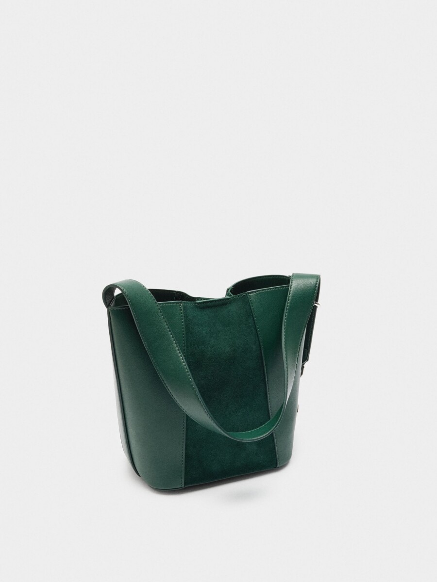 Bolso Bombonera Con Detalles De Piel verde