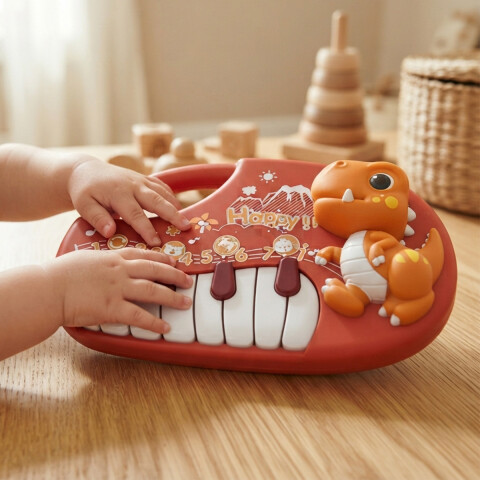 Piano Dinosaurio 3D con Luz y Sonido Colores Surtidos U