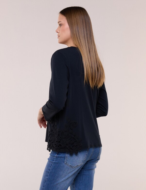 Remera De Algodón Con Aplique NEGRO