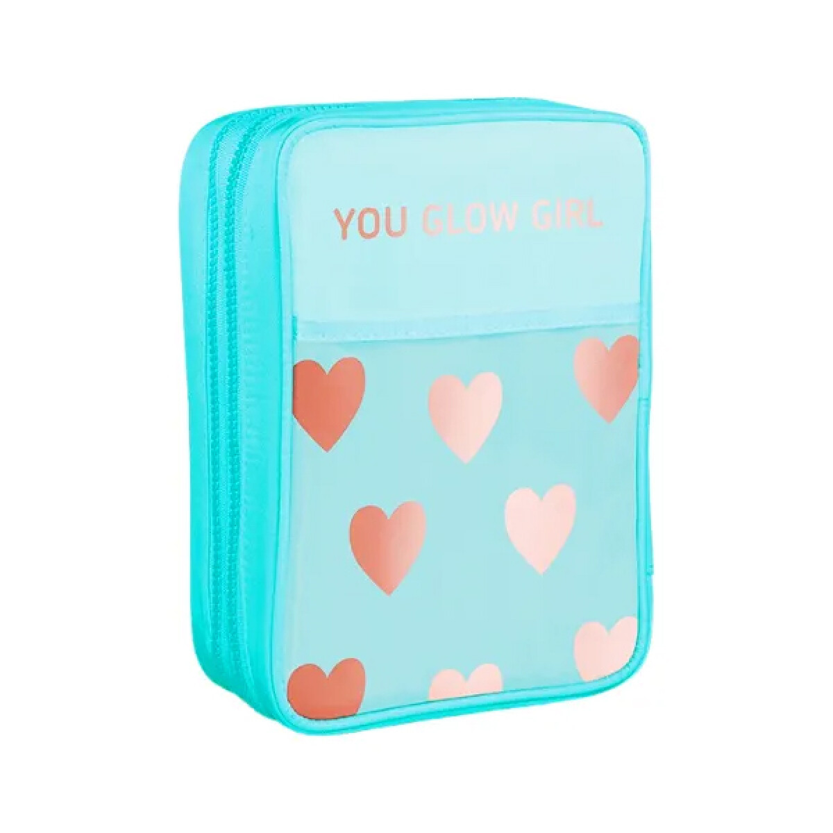 Cartuchera Footy Cierre - Celeste 2 Pisos 