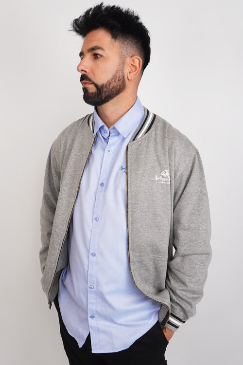 Campera Deportiva Gris/Blanco