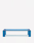 Mesa de centro Adularia de cristal templado azul 140 x 60 cm