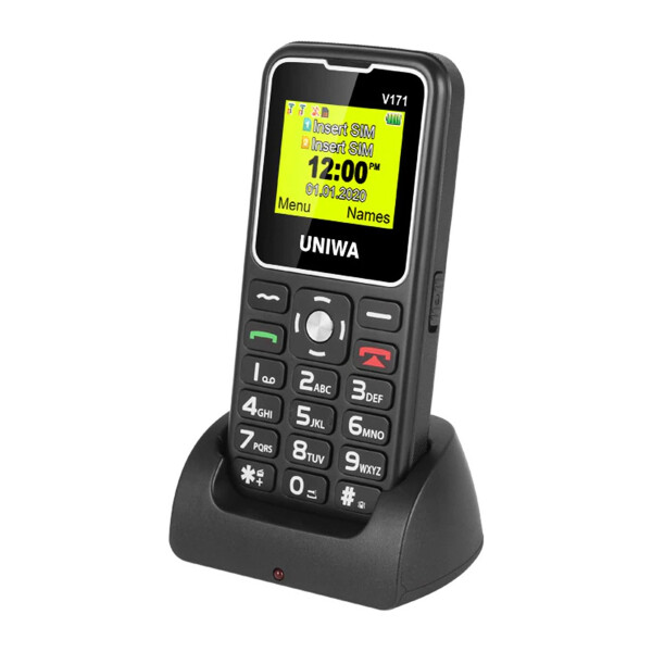 Celular Uniwa Senior Con Boton Sos Ideal Adultos Mayores Linea Claro Variante Color Negro