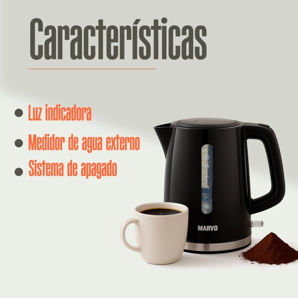 Jarra Electrica Marvo 1.7 Litros Corte Automatico Hervidor Variante Color Negro
