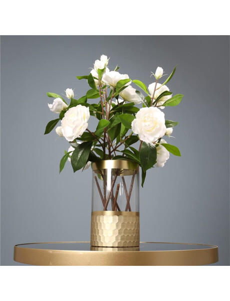 FLORERO VIDRIO TRANS. D15x25CM DORADO FLORERO VIDRIO TRANS. D15x25CM DORADO