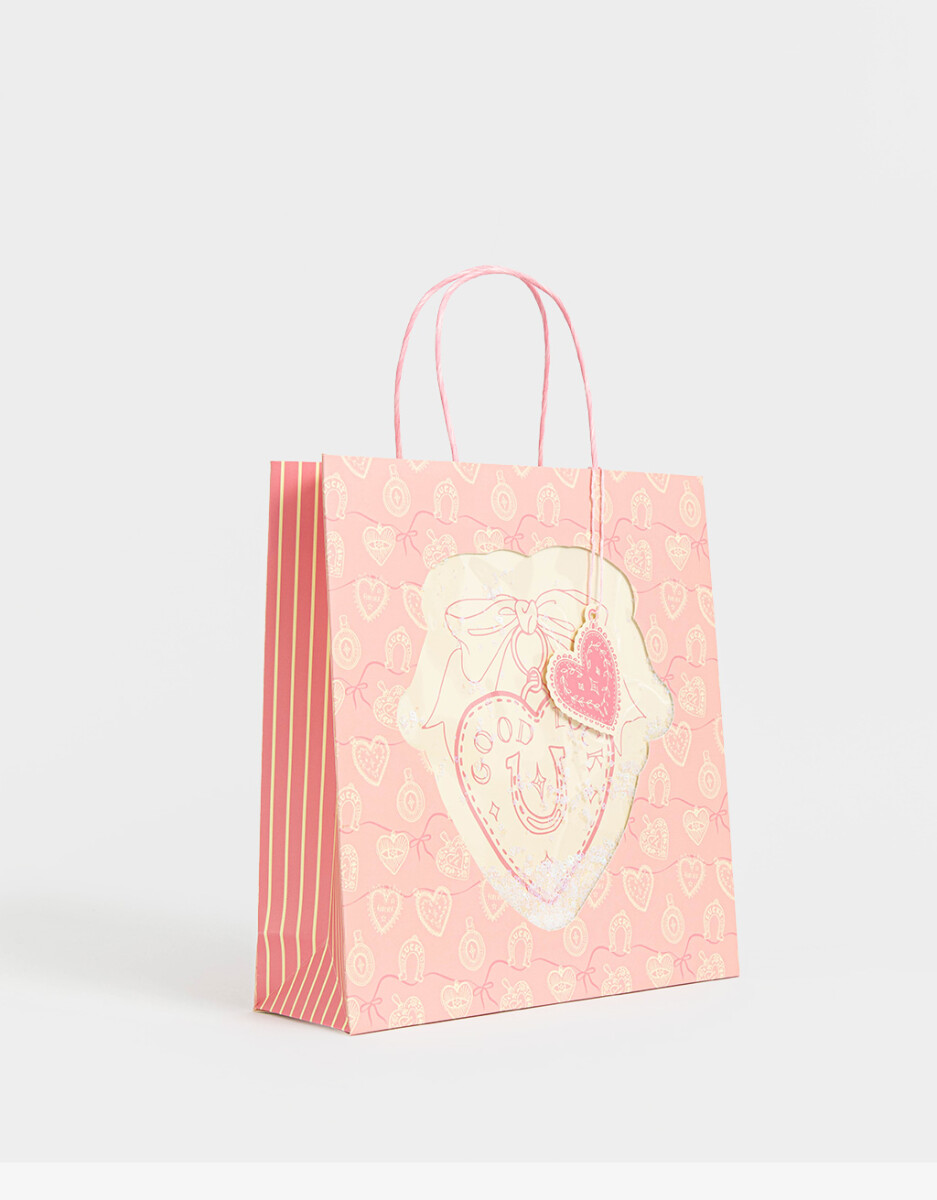 Bolsa De Regalo Mediana Con Ventana Con Glitter Movible 