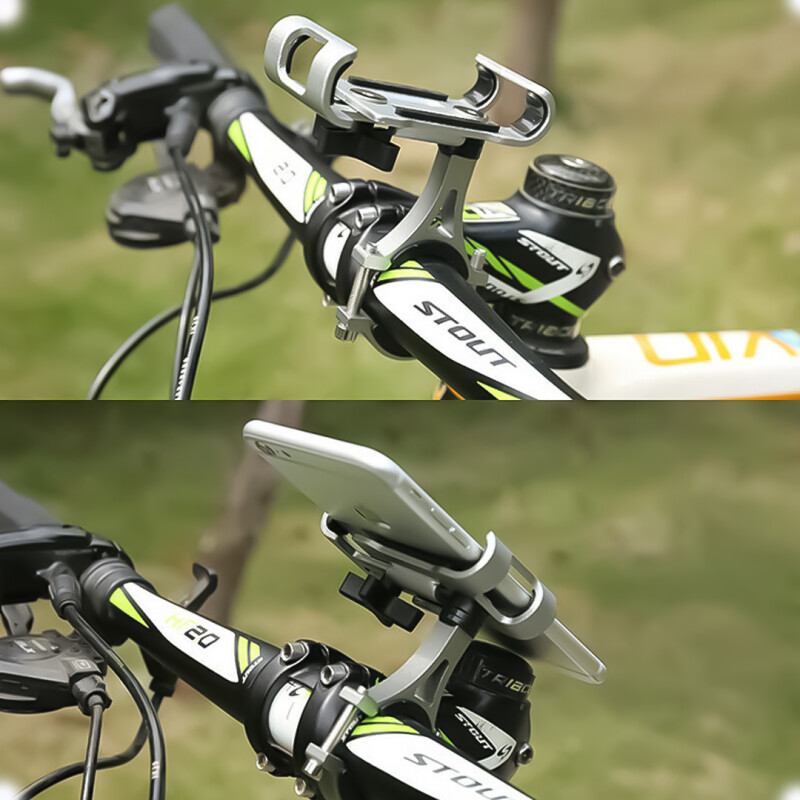 Soporte de Celular para Moto y Bicicleta de Aluminio Plateado Soporte de Celular para Moto y Bicicleta de Aluminio Plateado
