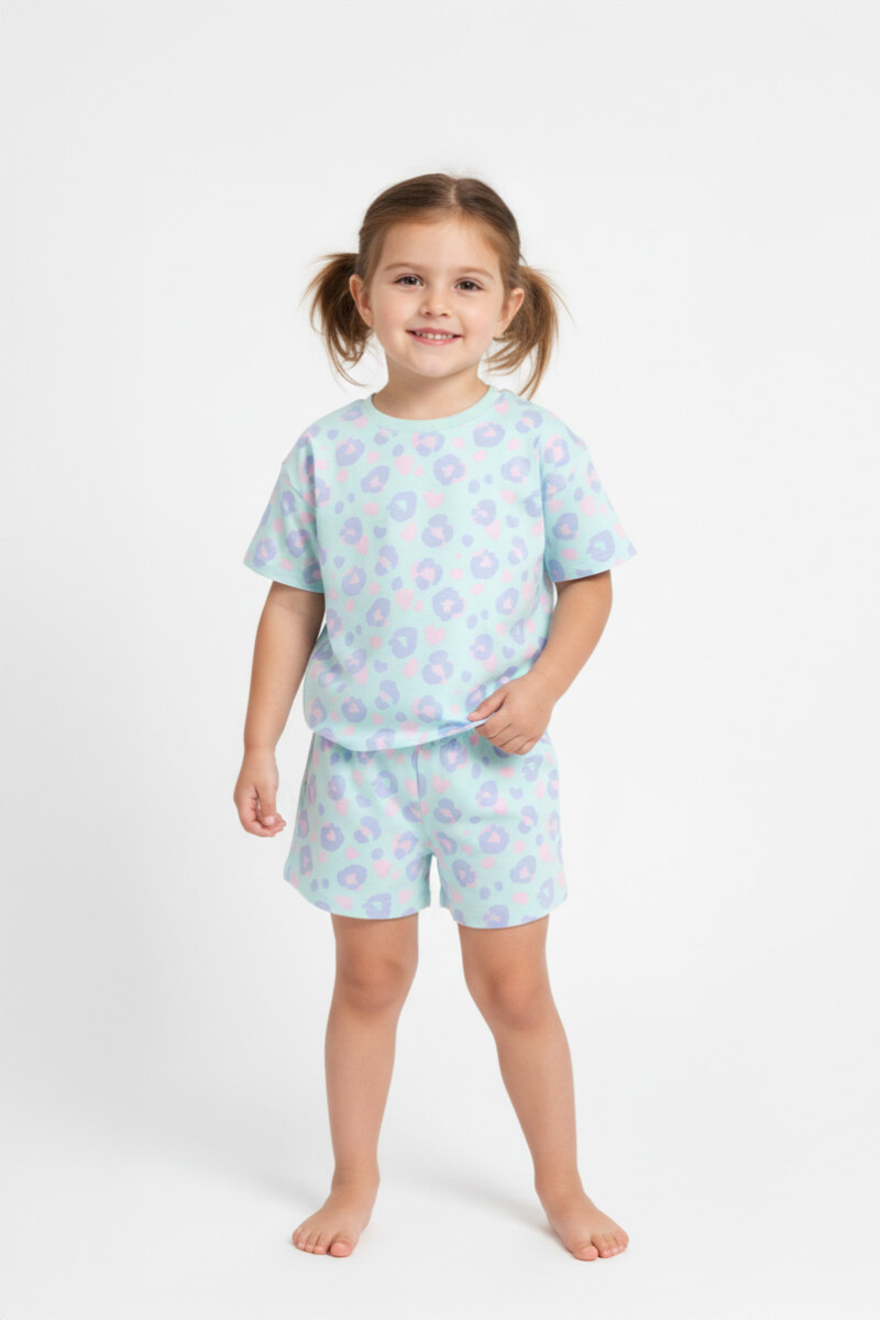 T-shirt animal print VERDE AGUA