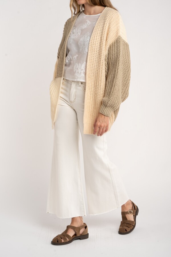 Cardigan Combinado Algodón Nácar