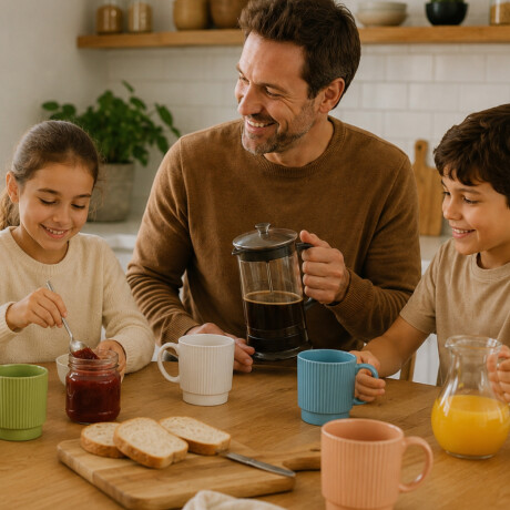 Taza de cerámica facetada con asa circular Blanco