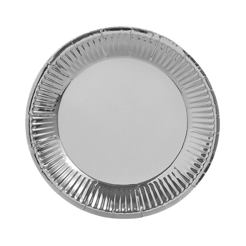 Plato Metalizado Liso x10 Plateado
