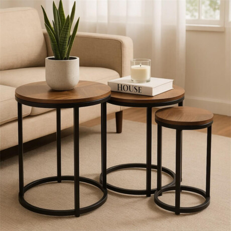 Mesa Nido Redonda Set de 3 piezas Mesa Nido Redonda Set de 3 piezas