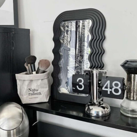 Espejo de tocador con marco en forma de ondas Negro