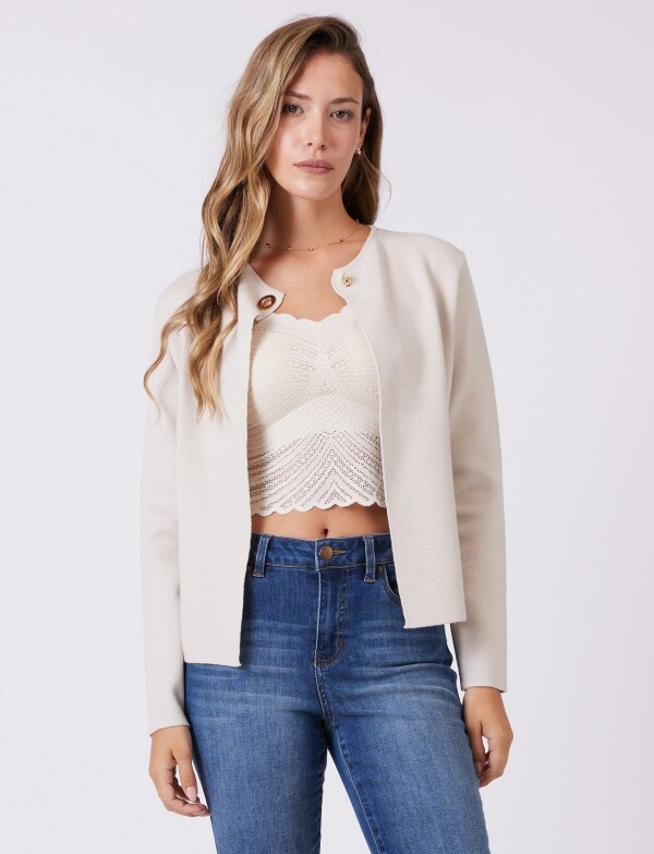 Cardigan Boton BEIGE CLARO