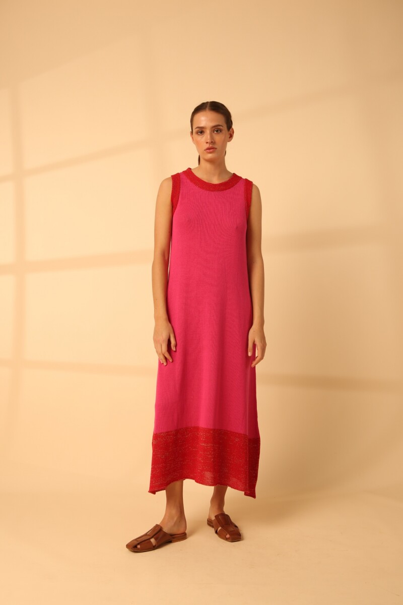 VESTIDO ACAI LONG KNIT Fucsia Y Roj