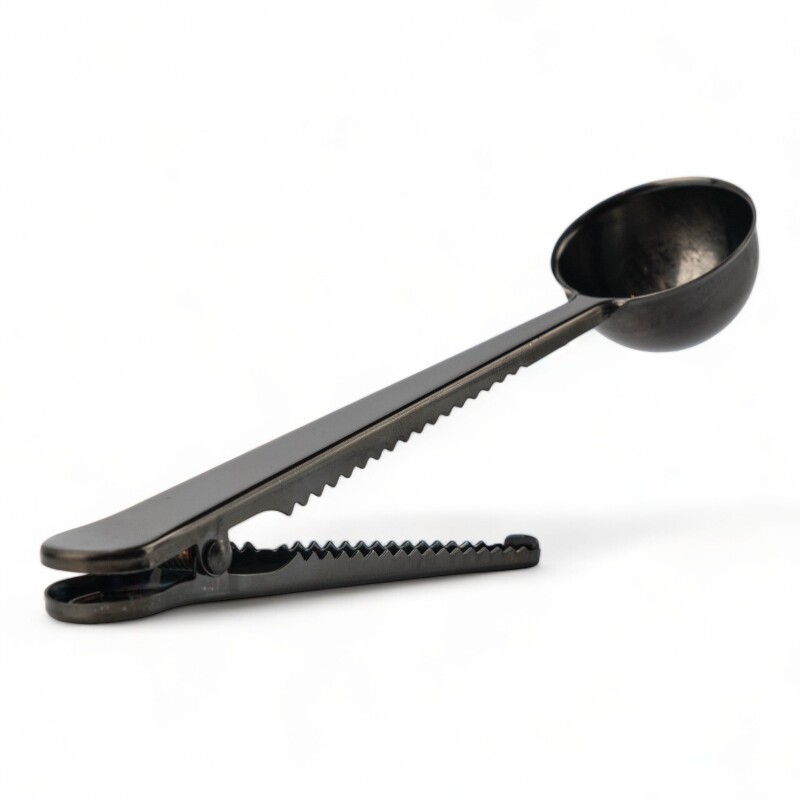 Cuchara Medidora Café Con Clip Negra Negro