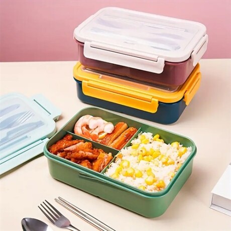 Vianda lunchera con cubiertos Amarillo