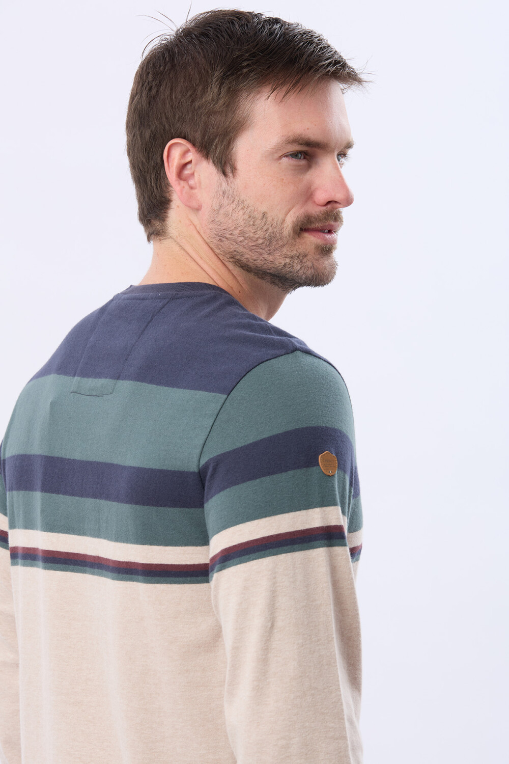 REMERA RAYADA DE ALGODÓN AZUL